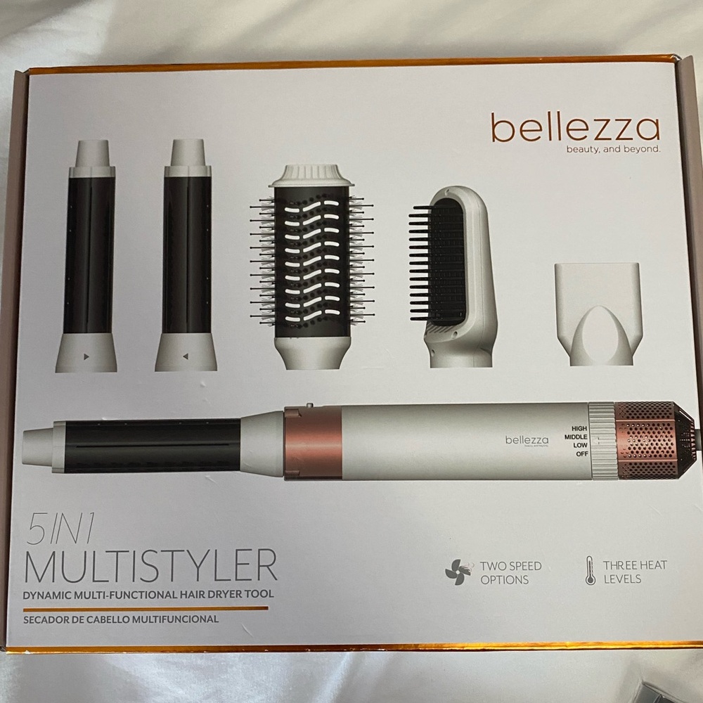 bellezza 5-in-1 Multistyler Hair Dryer Brush - White & Rose Gold